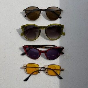 Four Stylish Sunglasses - Olive, Red, Yellow & Brown Lenses